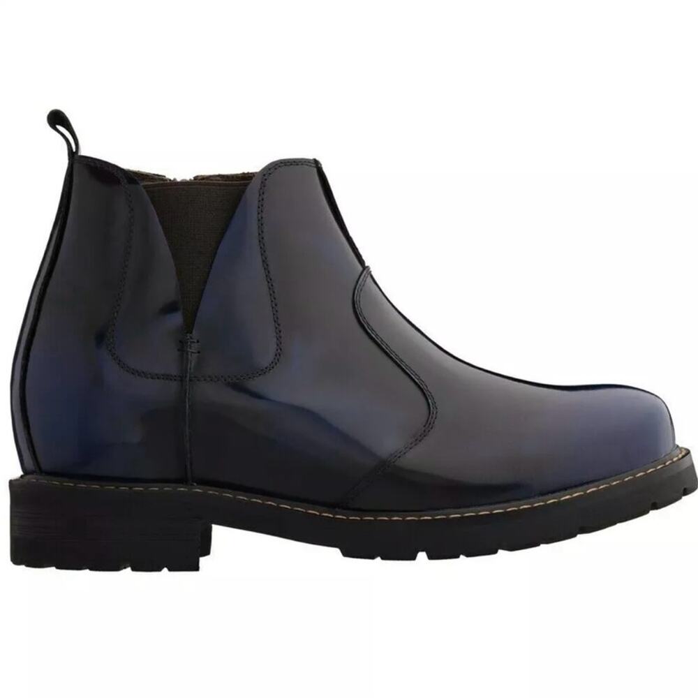CALTO MEN'S INVISIBLE INCREASING ELEVATOR PATENT OXHIDE CHELSEA BOOT SIZE US 6